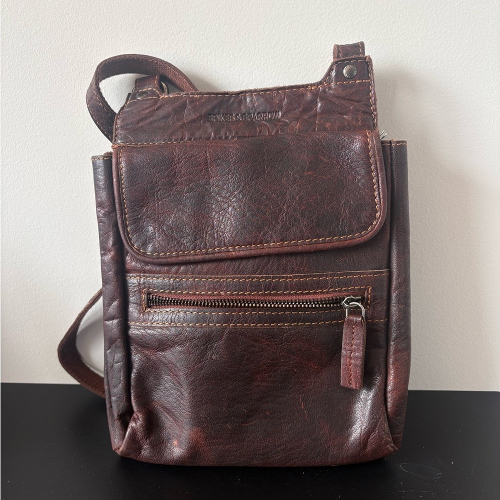 Spikes & Sparrow Leather Crossbody Bag Brown Purse